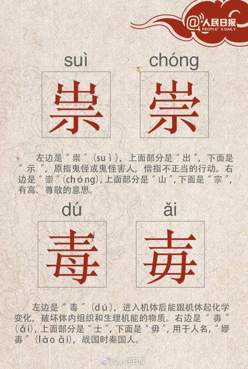 《人民日报》公布的这些“撞脸”汉字，你都认识吗？