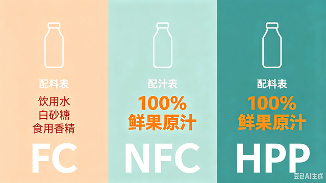 超市果汁瓶上写有 FC、NFC、HPP，区别在哪？该怎么挑？